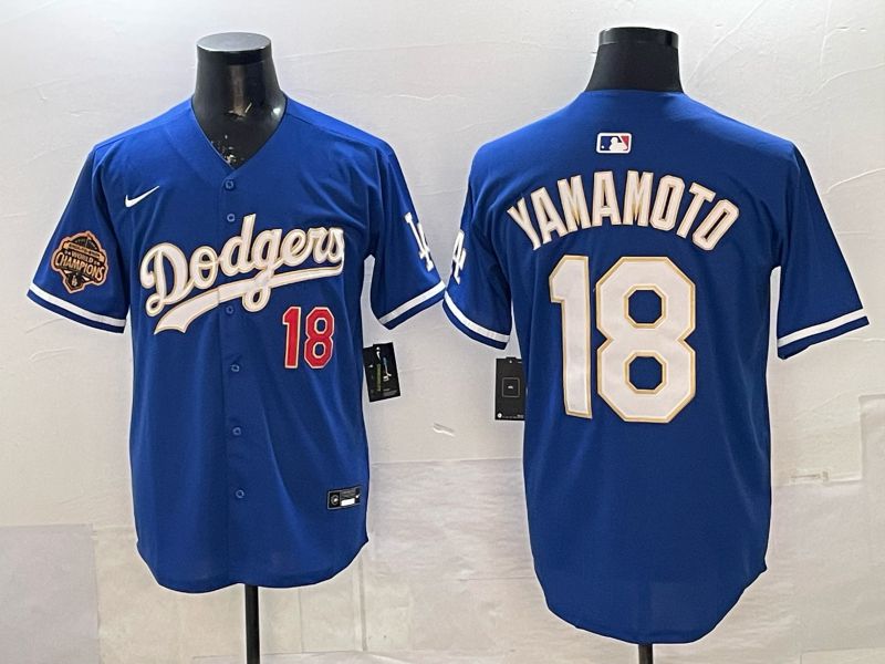 Men Los Angeles Dodgers #18 Yamamoto Blue Gold Game 2026 Nike MLB Jersey 0012->los angeles dodgers->MLB Jersey